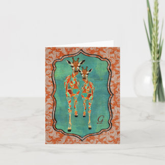 Carte pour notes ambre et azuré de monogramme de