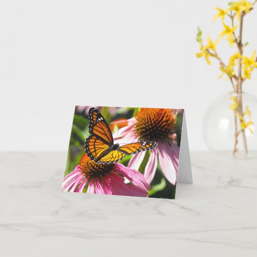 Carte pour notes avec papillon Monarch (Fleur jaune)