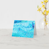Carte pour notes blanc Abstrait de la marine Turqu (Fleur jaune)