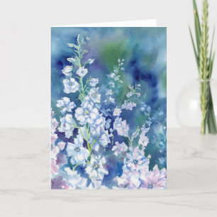 Carte pour notes blanc Delphiniums