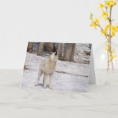 Carte pour notes blanc hurlant loup blanc (Fleur jaune)