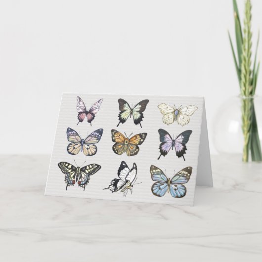 Carte pour notes blanc papillon aquarelle (Devant)