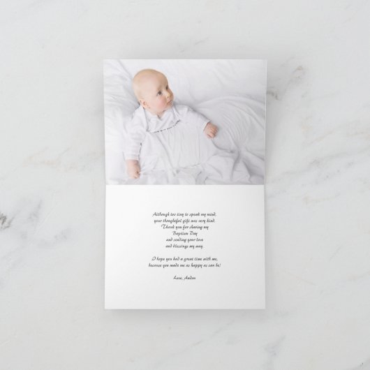 Carte pour notes bleu de Merci de photo de damassé (Intérieur)