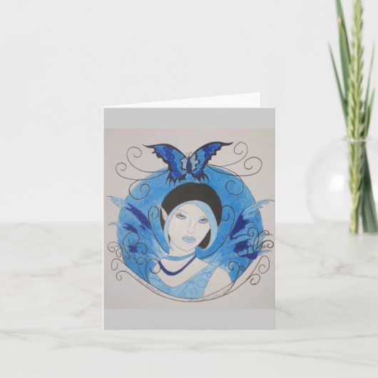 Carte pour notes bleu de papillon (Devant)