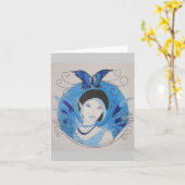 Carte pour notes bleu de papillon (Fleur jaune)