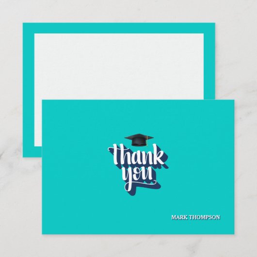 Carte pour notes bleu Merci de diplôme (Devant / Derrière)