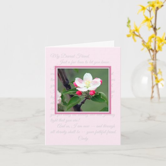 Carte pour notes classique en fleurs d'Apple rose (Fleur jaune)