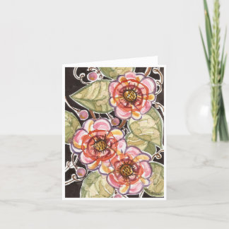 Carte pour notes d'aquarelle florale d'art populai