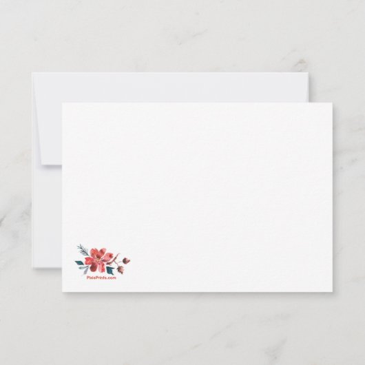 Carte pour notes d'aquarelle Poinsettia (Dos)