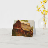 Carte pour notes d'art "de grange rouge" (Fleur jaune)