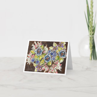 Carte pour notes d'art floral aquarelle