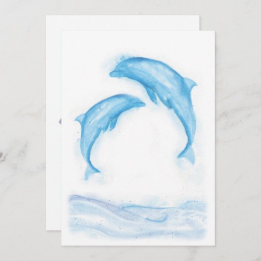 Carte pour notes Dauphin d'aquarelle (Devant / Derrière)