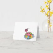 Carte pour notes de bain à Flamant rose de plage (Fleur jaune)