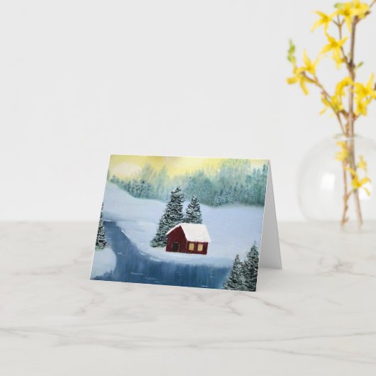 Carte pour notes de blanc de paix d'hiver (Fleur jaune)