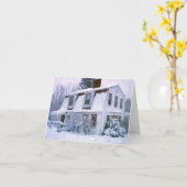 Carte pour notes de chalet couvert de neige (Fleur jaune)