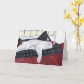 Carte pour notes de chat Calico couché (Fleur jaune)