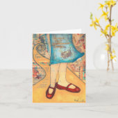 Carte pour notes de chaussures rouges (Fleur jaune)