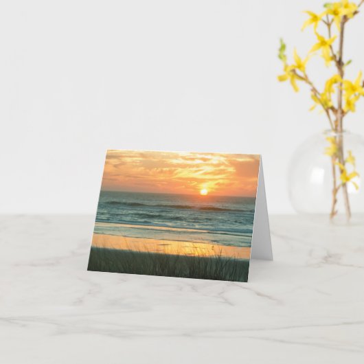 Carte pour notes de coucher du soleil de plage (Fleur jaune)