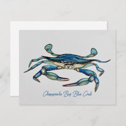 Carte pour notes de crabe bleu de la baie Chesapea (Devant / Derrière)