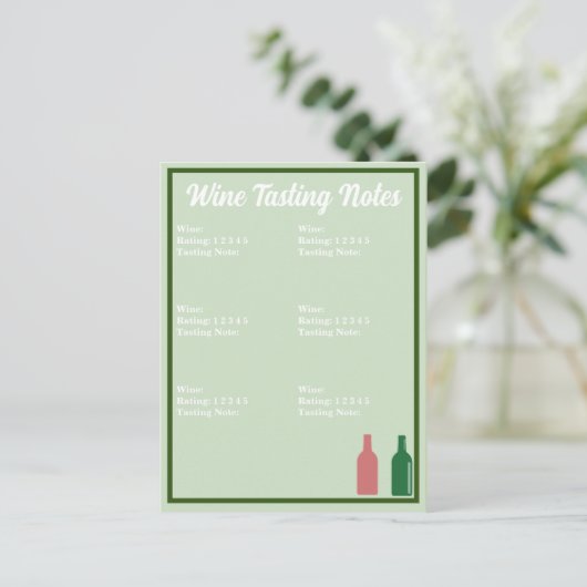 Carte pour notes de dégustation (Debout devant)