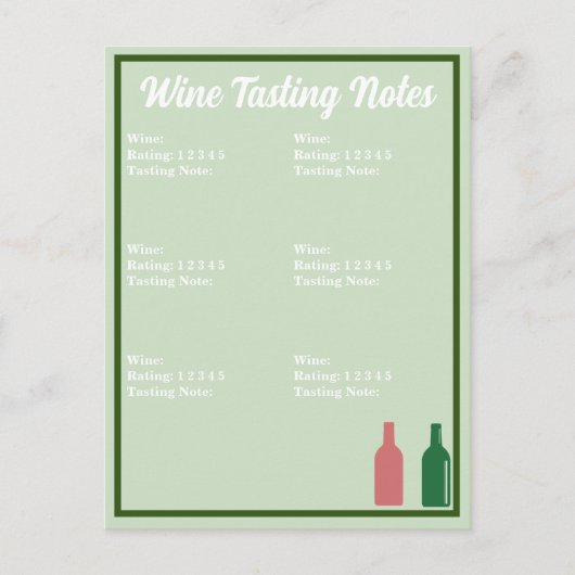 Carte pour notes de dégustation (Devant)