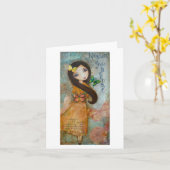 Carte pour notes de fille d'art de papillon (Fleur jaune)