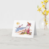 Carte pour notes de Flamant rose de ski (Fleur jaune)