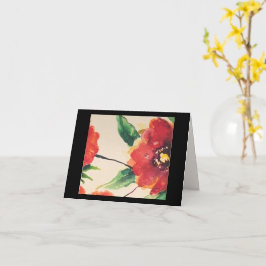 Carte pour notes de fleurs avec Poppy sur le devan (Fleur jaune)