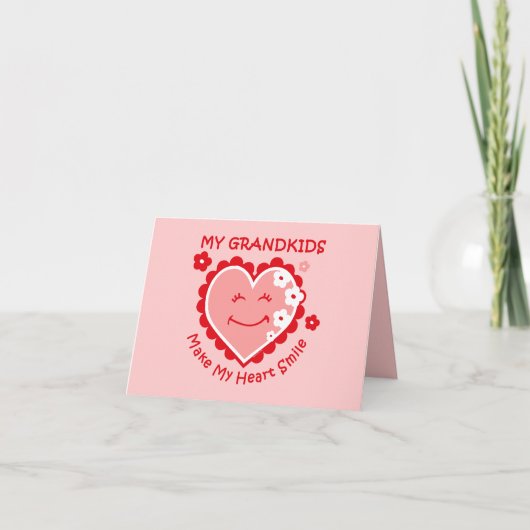 Carte pour notes de Grandkids de sourire de coeur (Devant)