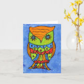 Carte pour notes de hibou Abstrait (Fleur jaune)