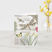 carte pour notes de libellules vintages (Fleur jaune)