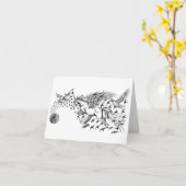 Carte pour notes de licorne et d'oiseau de vol de (Fleur jaune)