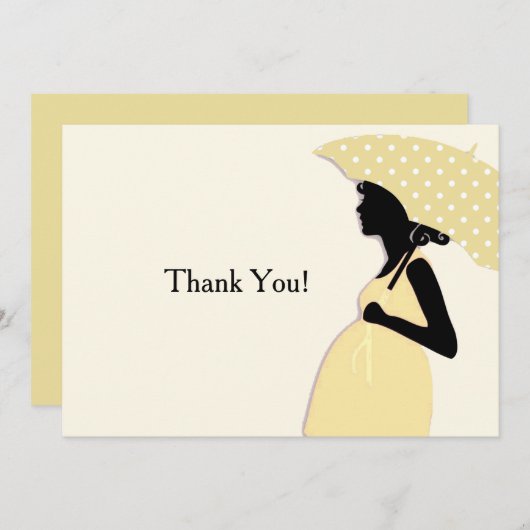 Carte pour notes de Merci à parapluie Polka Jaune (Devant / Derrière)