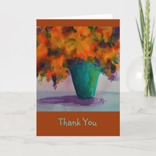 Carte pour notes de Merci avec des fleurs dans le (Devant)