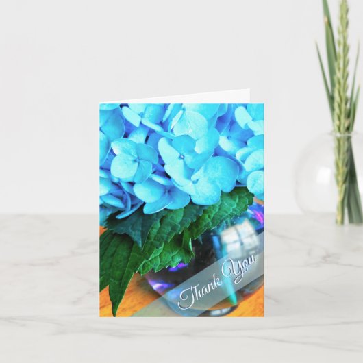 Carte pour notes de Merci Blue Hydrangeas (Devant)