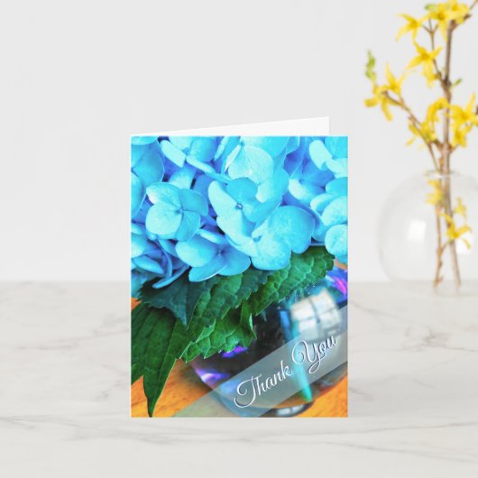Carte pour notes de Merci Blue Hydrangeas (Fleur jaune)