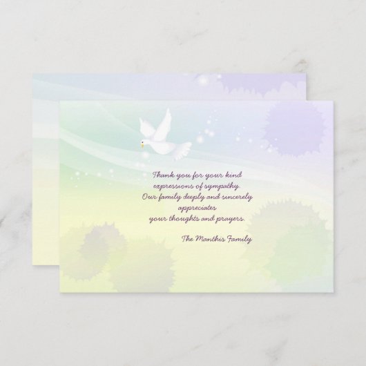 Carte pour notes de Merci de de la colombe blanch (Devant / Derrière)