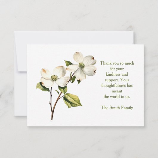 Carte pour notes de Merci de Dogwood (Devant)