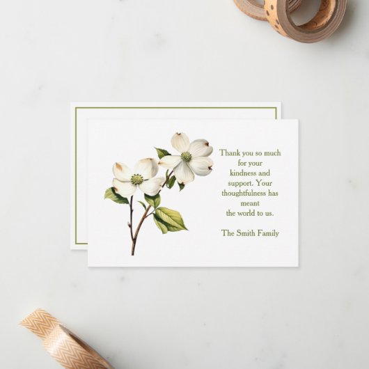 Carte pour notes de Merci de Dogwood (Devant/Arrière en situation)