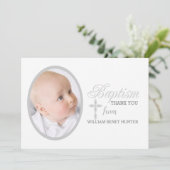 Carte pour notes de Merci de photo d'argent de mot (Debout devant)