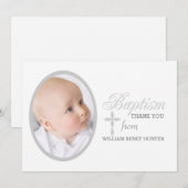 Carte pour notes de Merci de photo d'argent de mot (Devant / Derrière)