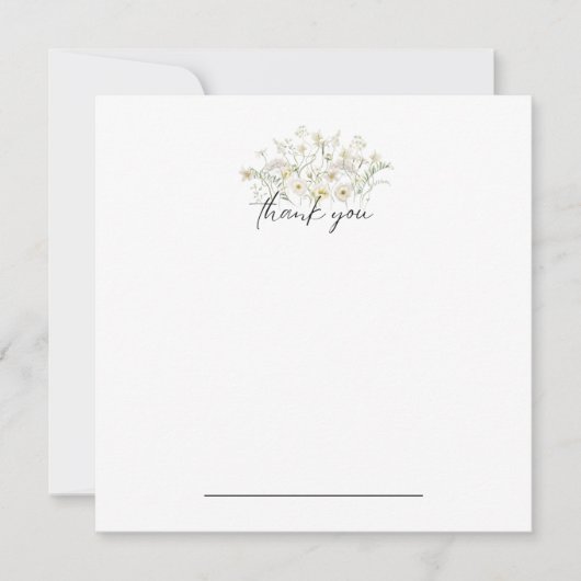 Carte pour notes de Merci Floral blanc (Devant)