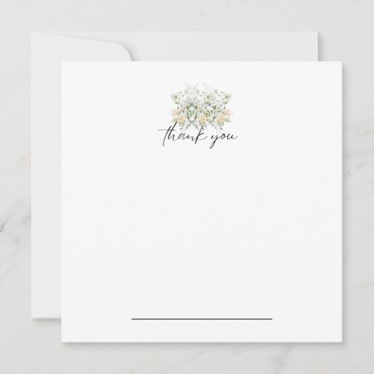 Carte pour notes de Merci Floral blanc et jaune (Devant)