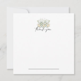 Carte pour notes de Merci Floral blanc et jaune