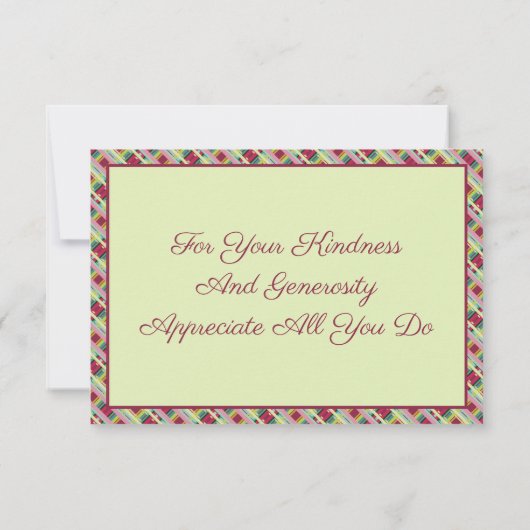 Carte pour notes de mini-Merci (Dos)