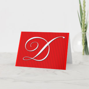 Carte pour notes de monogramme à pointes rouges -