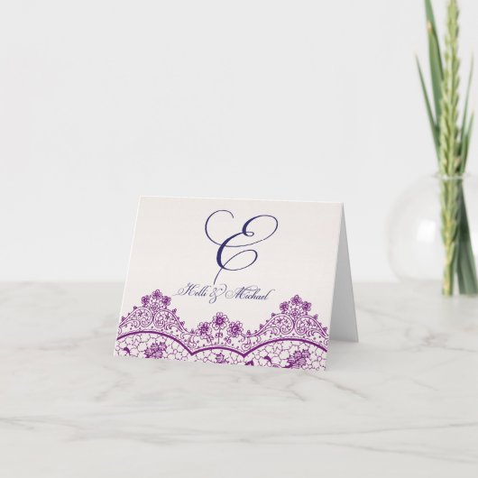 Carte pour notes de monogramme avec la dentelle (Devant)