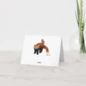 Carte pour notes de monogramme de panda rouge et (Dos)