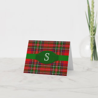 Carte pour notes de monogramme de tartan de
