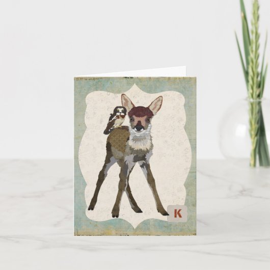 CARTE POUR NOTES de monogramme FAWN et OWL (Devant)